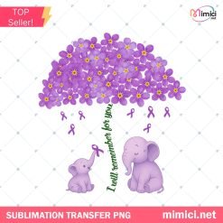 Alzheimer's Awareness PNG - Elephant with Flower for T-Shirt & Poster