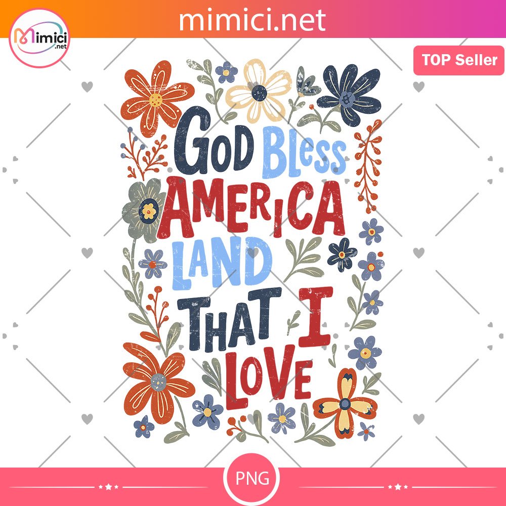 America Land Of The Free Png, Retro Floral 4th of July Png, Retro Boho Flower Png, Girly USA Png, Independence Day Png, Patriotic png