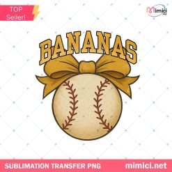 Bananas Baseball Bow PNG - Cute Coquette Style Clipart