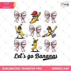 Bananas Coquette Bow PNG - Girly Baseball Clipart
