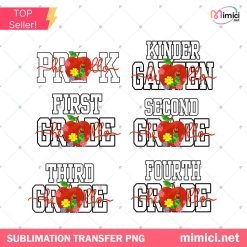 Hello Grade PNG Bundle, 1st Grade Teacher PNG – Back to School Sublimation Download
