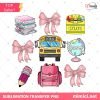 Coquette Back to School PNG – Pink Bow, Books & Crayons Clipart Set