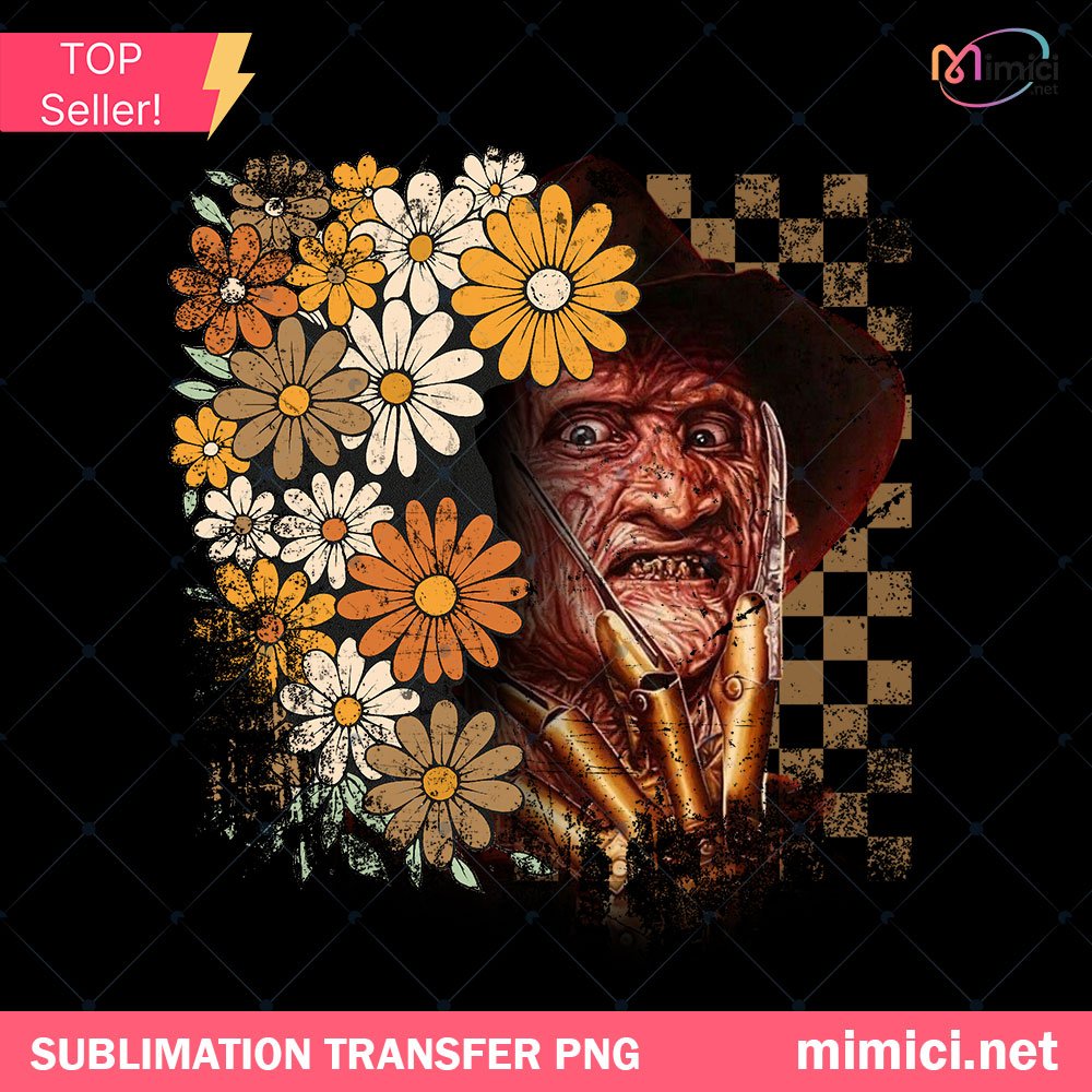 Freddy Krueger Retro Floral Sublimation PNG