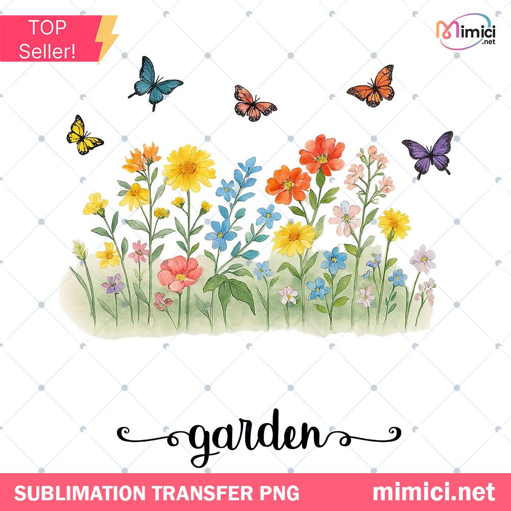 Grandma's Garden Flowers PNG - Whimsical Floral Garden Clipart