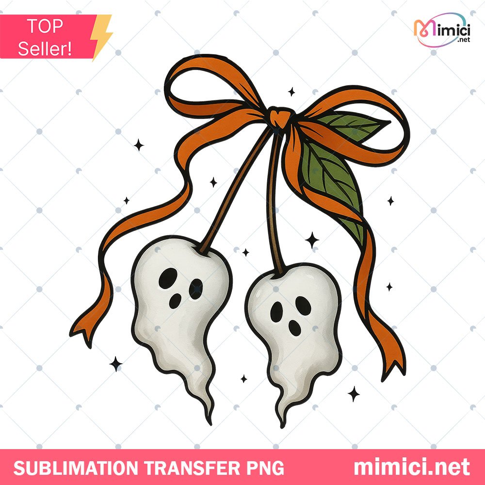 Halloween Spooky Cherry Ghost PNG, Halloween Cute Ghost PNG