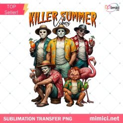 Killers Summer Vibes Png, Funny Horror Summer Png, Halloween in Summer Png, Spooky Characters