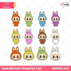 Labubu PNG Bundle, Labubu Cute PNG, Rabbit Friends in Pastel