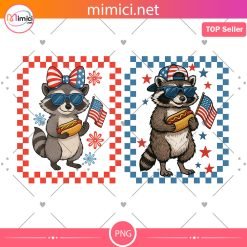 Matching 4th PNG, Boy Girl 4th July PNG, Brother Sister 4th PNG, Sibling 4th of July png, Patriotic Raccoon Boy Girl Matching Png