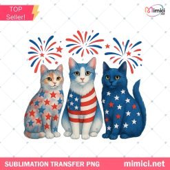 Patriotic Cats PNG, July 4th Red White and Blue Art