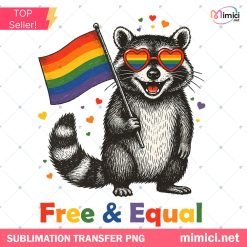 Raccoon Pride PNG, LGBT Raccoon PNG, Pride Free and Equal Graphic