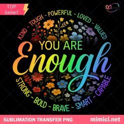 You Are Enough PNG – Motivational Rainbow Quote Clipart
