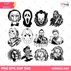 Halloween Movies Characters Bundle Svg, Halloween Svg, Horror Movie Svg