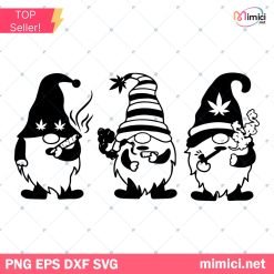 3 Gnomes Smoking Weed Svg, Gnomes Cannabis Svg