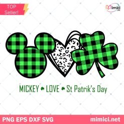 Mouse Love St Patricks Day SVG, Love Clover Print for t-shirt, Patricks Day SVG for lucky day