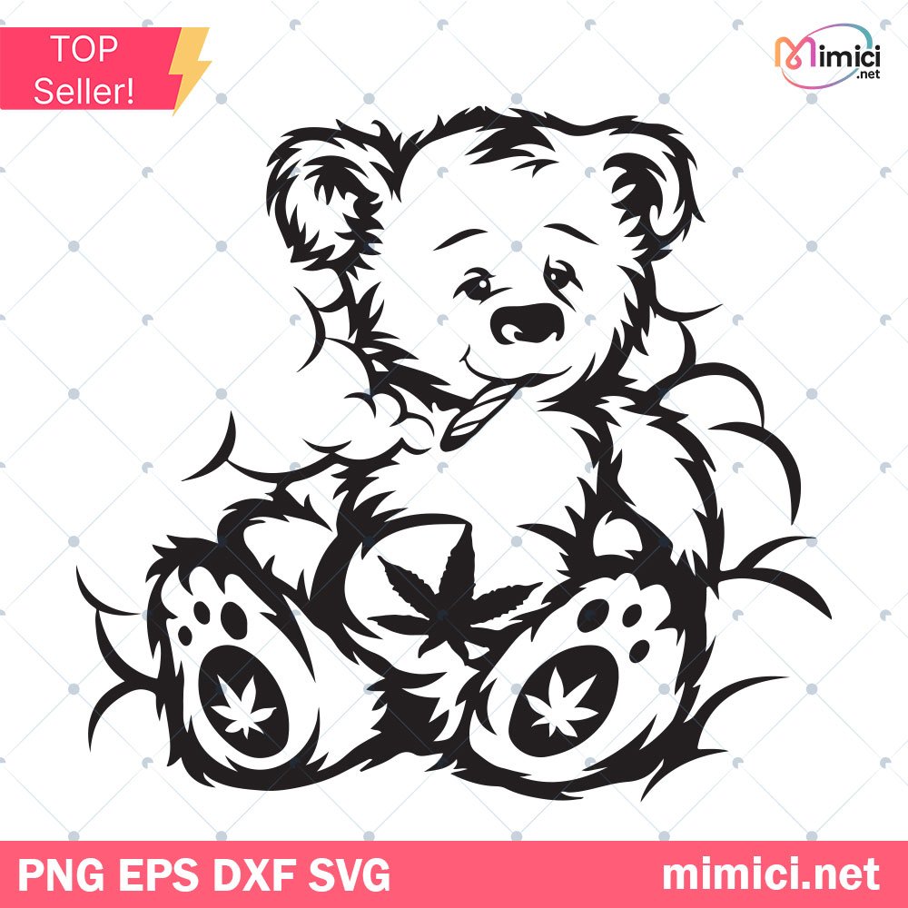 Bear Smoking Cannabis SVG, Bear Smoking Weed SVG, Bear SVG, Cannabis SVG