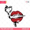 Sexy Red Lips Smoking Joint SVG File, Smoking Cannabis SVG