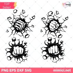 Smash Punch Wall SVG Files, Fist SVG, Wall Smash SVG, Wall Crack SVG