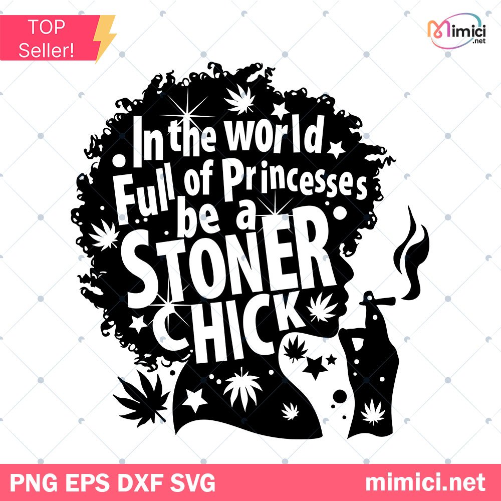 Stoner Chick SVG, Afro Girl Smoking Weed SVG, Weed Girl SVG, Smoking Cannabis SVG, Dope Girl SVG