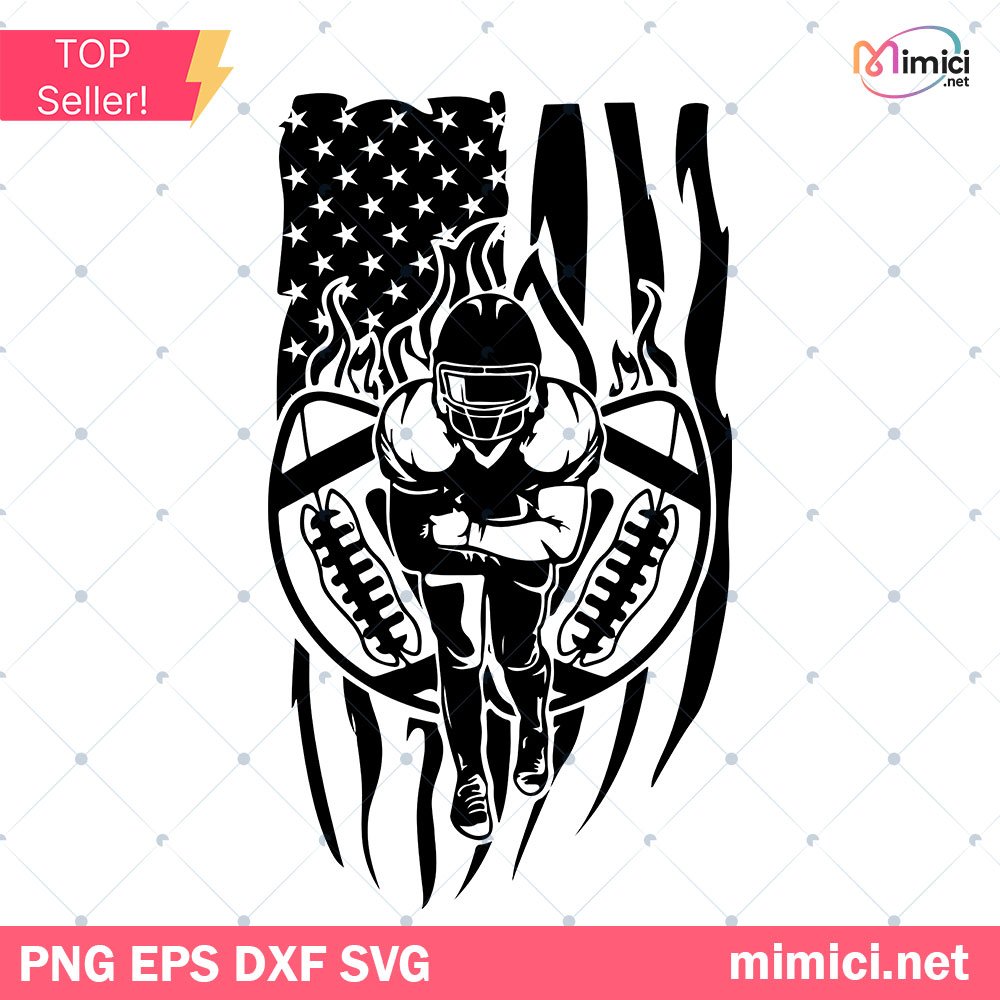 US Flag Football Player SVG PNG DXF EPS, Football Player SVG