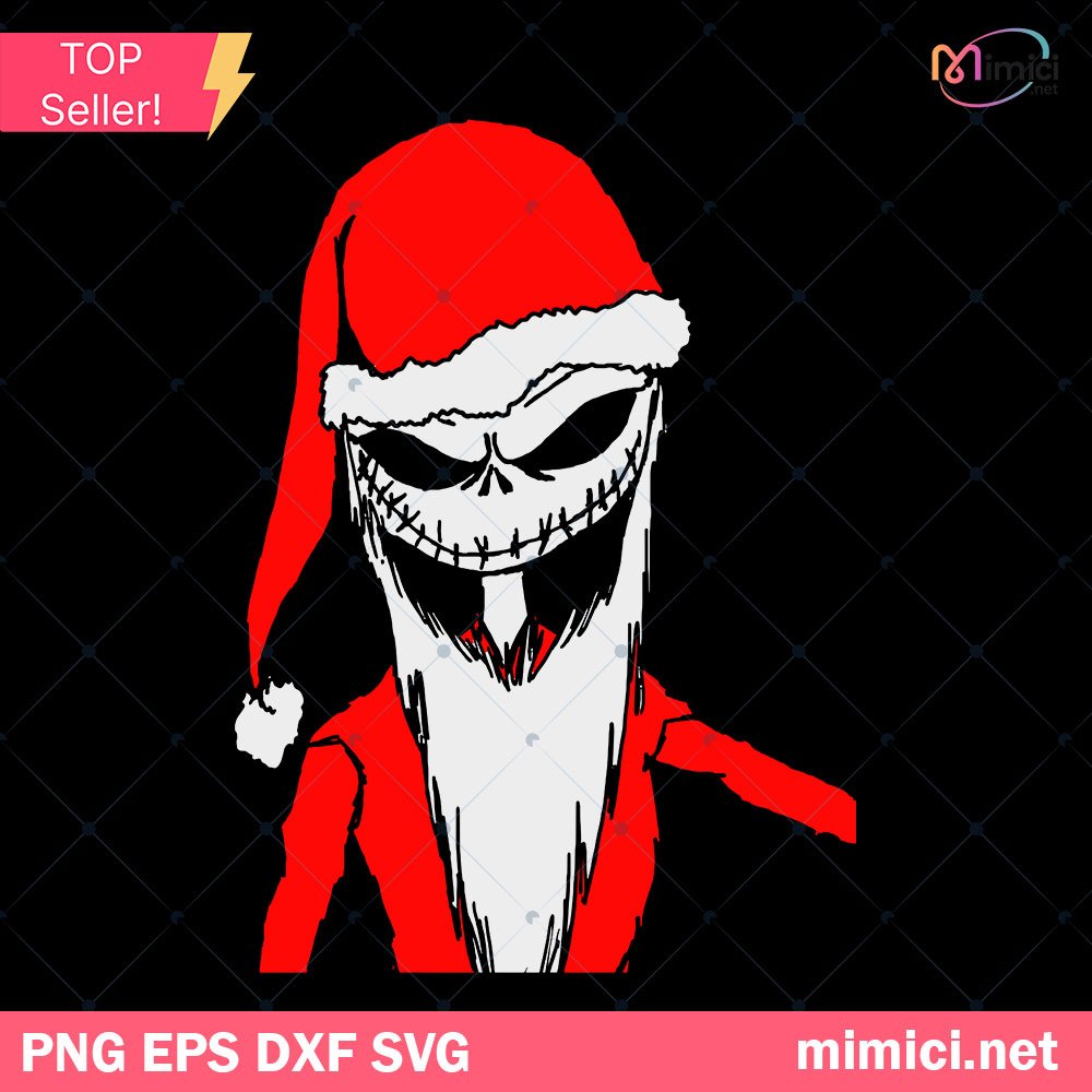 Jack Skellington Santa Claus Svg, Jack Skellington Christmas Svg Png Dxf Eps Cut Files For Cricut Silhouette