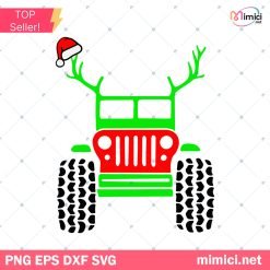 Jeep Reindeer Santa Hat Christmas SVG, Jeep Christmas SVG, Jeep Santa Hat SVG