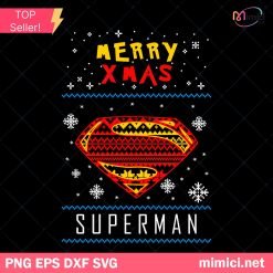 Merry Xmas Superman Christmas SVG, Superman Logo Ugly Christmas Sweaters SVG PNG DXF EPS Cricut
