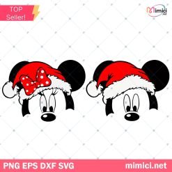 Mickey And Minnie Santa Hat Christmas SVG, Mickey Minnie Mouse Christmas SVG Bundle