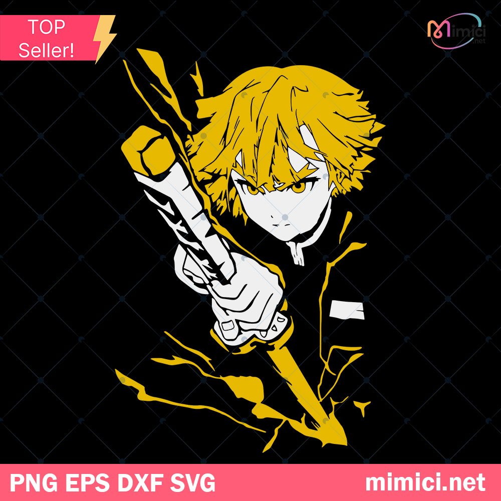 Zenitsu Agatsuma Anime Demon Slayer Svg, Kimetsu no Yaiba Svg, Anime Demon Svg