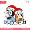 Bluey And Bingo Santa Hat Christmas Svg, Bluey And Bingo Svg Png Dxf Eps Cricut