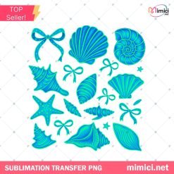 Blue Sea Shells Bundle PNG, Blue Sea Shells PNG, Seashell PNG