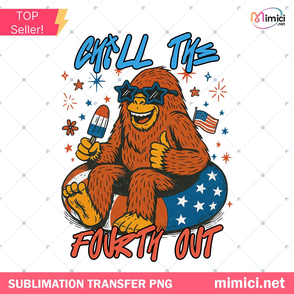 Chill Bear PNG, 4th of July Cool Dad T-Shirt Design