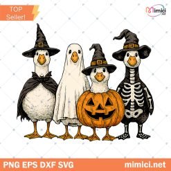 Boo Ghost Goose Halloween Skeleton Fall PNG