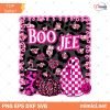 Boo Jee Bow PNG, Coquette Halloween PNG, Hand Drawn pink Halloween PNG