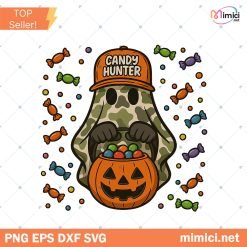 Camo Halloween ghost PNG, Camo Candy hunter png