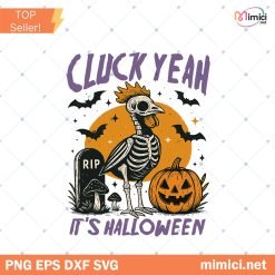 Cluck Yeah Halloween Chicken PNG, Western Cowgirl Skeleton Design, Funny Spooky Fall shirt