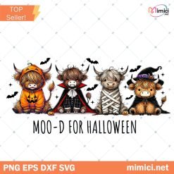 Funny Highland Cow Moo-d for Halloween PNG