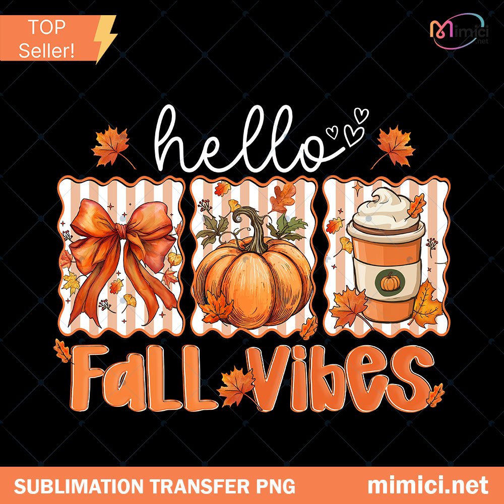 Hello Fall Vibes PNG, Pumpkin Coffee
