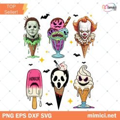 Horror Ice Creams Png, Horror Friends Png, Halloween Horror Characters, Trendy Halloween Png
