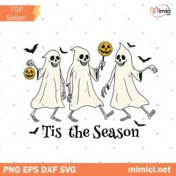 Retro Ghosts Tis The season Checkered Halloween PNG