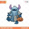 Retro Halloween Blue Denim Ghost Png, Trendy Patchwork Spooky Ghost Png