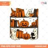 Retro Halloween Bookshelf Png, Boo Ghost Reading Book Png, Cute Halloween PNG