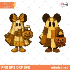 Retro Halloween Floral Cartoon Mouse Couple Png