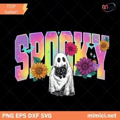 Retro Halloween Ghost And Cat Png, Spooky Ghost Png, Preppy Floral Halloween Png, Boo Halloween Png