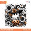 Spooky Ghost Halloween Pumpkins Floral PNG
