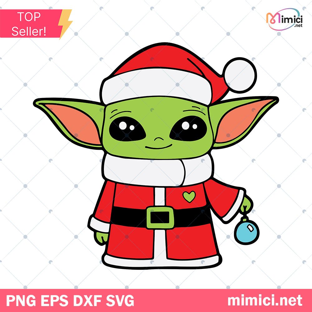Baby Yoda Christmas SVG, Star Wars Christmas SVG, Baby Yoda Santa Hat SVG, Baby Yoda Santa Claus SVG
