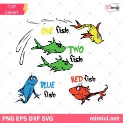 One Fish Two Fish Red Fish Blue Fish SVG,Dr Seuss SVG