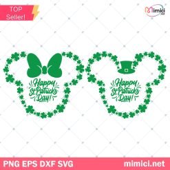 St. Patricks Day Mickey and Minnie Svg, Happy St Patrick's Day Svg, Mickey Svg