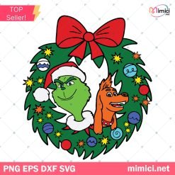 Grinch And Dog Christmas Wreath Svg, Grinch Christmas Thief Svg