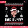 Bad Bunny Ugly Christmas Sweater SVG, Bad Bunny Christmas SVG, Ugly Christmas Sweater SVG, Bad Bunny Santa Hat SVG