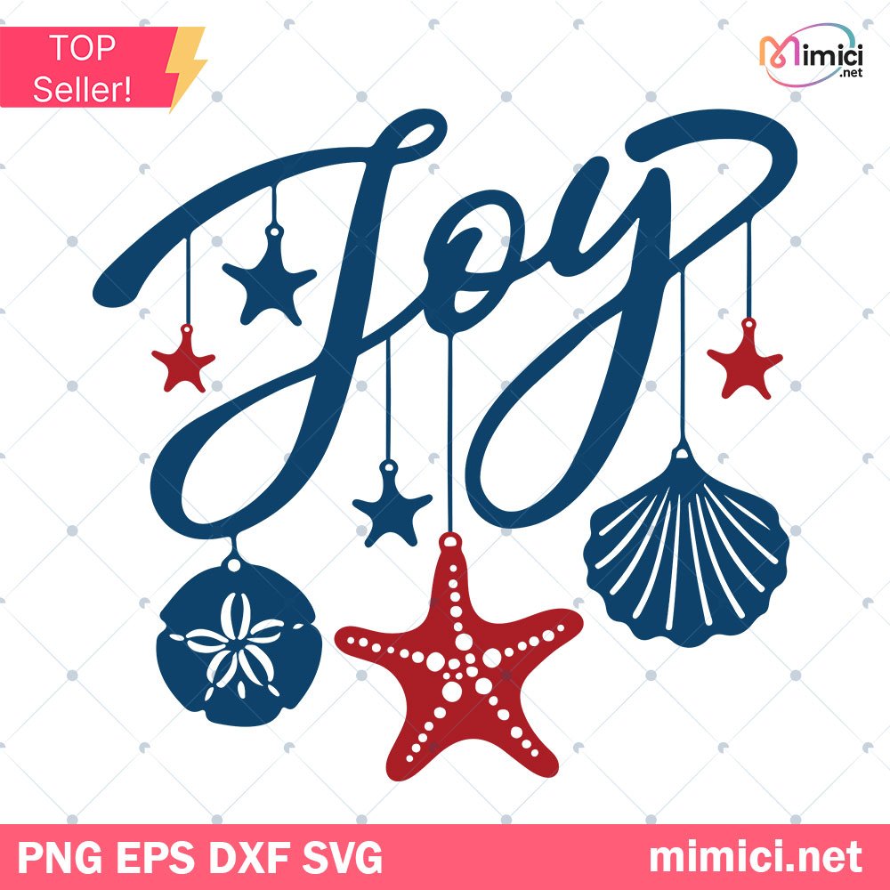 Christmas Beach SVG, Joy Sea Shell Ornament SVG, Joy SVG